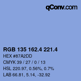 カラーコード: RGB 135 162.4 221.4 | qconv.com