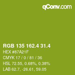 カラーコード: RGB 135 162.4 31.4 | qconv.com