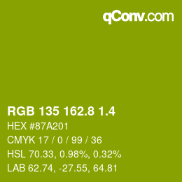 カラーコード: RGB 135 162.8 1.4 | qconv.com