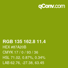 カラーコード: RGB 135 162.8 11.4 | qconv.com
