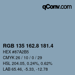 カラーコード: RGB 135 162.8 181.4 | qconv.com