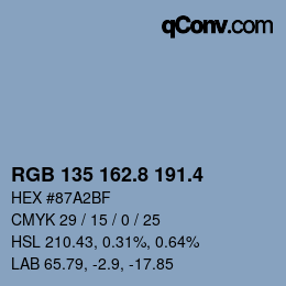 カラーコード: RGB 135 162.8 191.4 | qconv.com