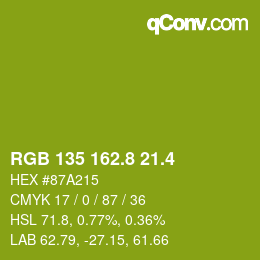 カラーコード: RGB 135 162.8 21.4 | qconv.com