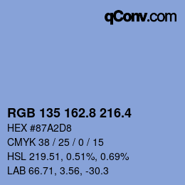 カラーコード: RGB 135 162.8 216.4 | qconv.com