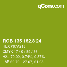 カラーコード: RGB 135 162.8 24 | qconv.com