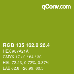 カラーコード: RGB 135 162.8 26.4 | qconv.com