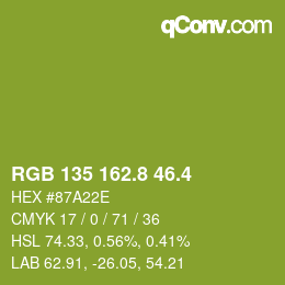 カラーコード: RGB 135 162.8 46.4 | qconv.com