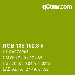 カラーコード: RGB 135 162.8 5 | qconv.com
