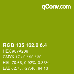 カラーコード: RGB 135 162.8 6.4 | qconv.com