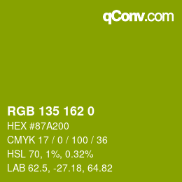 カラーコード: RGB 135 162 0 | qconv.com
