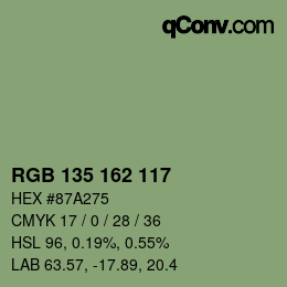 Farbcode: RGB 135 162 117 | qconv.com