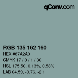 カラーコード: RGB 135 162 160 | qconv.com