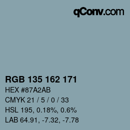 Color code: RGB 135 162 171 | qconv.com