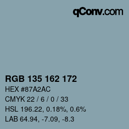 Color code: RGB 135 162 172 | qconv.com