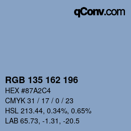 Color code: RGB 135 162 196 | qconv.com