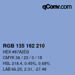 カラーコード: RGB 135 162 210 | qconv.com