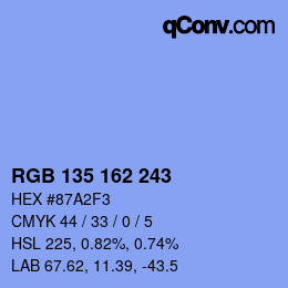 Color code: RGB 135 162 243 | qconv.com