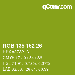 Color code: RGB 135 162 26 | qconv.com