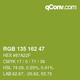 Color code: RGB 135 162 47 | qconv.com