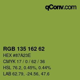 Color code: RGB 135 162 62 | qconv.com