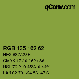 Color code: RGB 135 162 62 | qconv.com