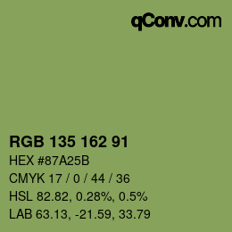 Color code: RGB 135 162 91 | qconv.com