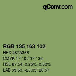 Color code: RGB 135 163 102 | qconv.com