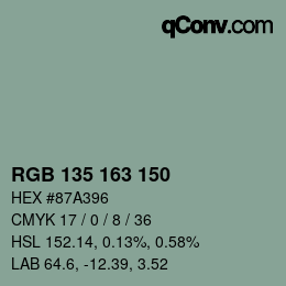 カラーコード: RGB 135 163 150 | qconv.com