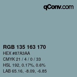 Color code: RGB 135 163 170 | qconv.com