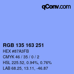 カラーコード: RGB 135 163 251 | qconv.com