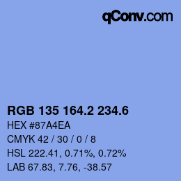 カラーコード: RGB 135 164.2 234.6 | qconv.com