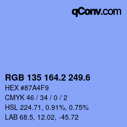 カラーコード: RGB 135 164.2 249.6 | qconv.com