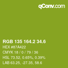 カラーコード: RGB 135 164.2 34.6 | qconv.com