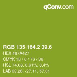カラーコード: RGB 135 164.2 39.6 | qconv.com