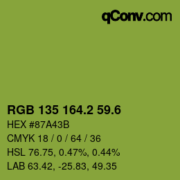 カラーコード: RGB 135 164.2 59.6 | qconv.com
