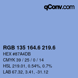 カラーコード: RGB 135 164.6 219.6 | qconv.com