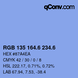 カラーコード: RGB 135 164.6 234.6 | qconv.com
