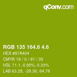 カラーコード: RGB 135 164.6 4.6 | qconv.com