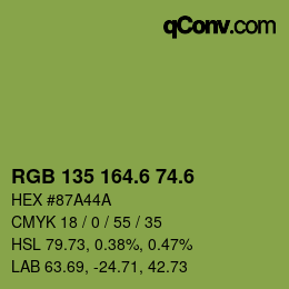 カラーコード: RGB 135 164.6 74.6 | qconv.com