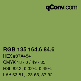 カラーコード: RGB 135 164.6 84.6 | qconv.com