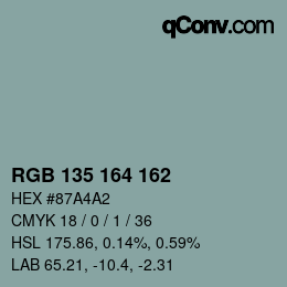 Color code: RGB 135 164 162 | qconv.com
