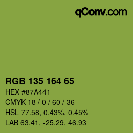 カラーコード: RGB 135 164 65 | qconv.com