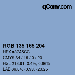 颜色代码: RGB 135 165 204 | qconv.com