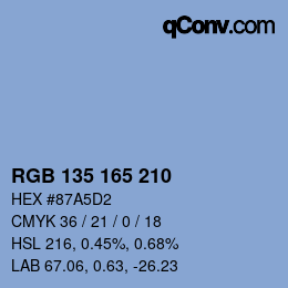カラーコード: RGB 135 165 210 | qconv.com