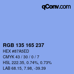 Color code: RGB 135 165 237 | qconv.com