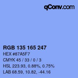 カラーコード: RGB 135 165 247 | qconv.com