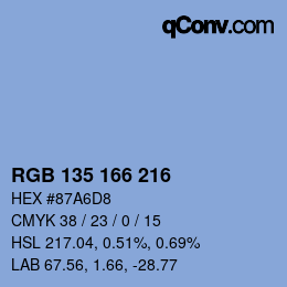 Color code: RGB 135 166 216 | qconv.com