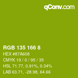 颜色代码: RGB 135 166 8 | qconv.com