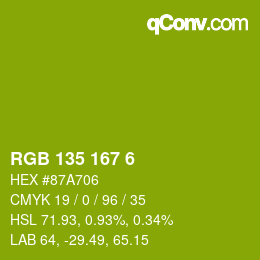 Color code: RGB 135 167 6 | qconv.com