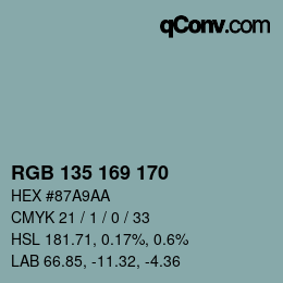 Color code: RGB 135 169 170 | qconv.com